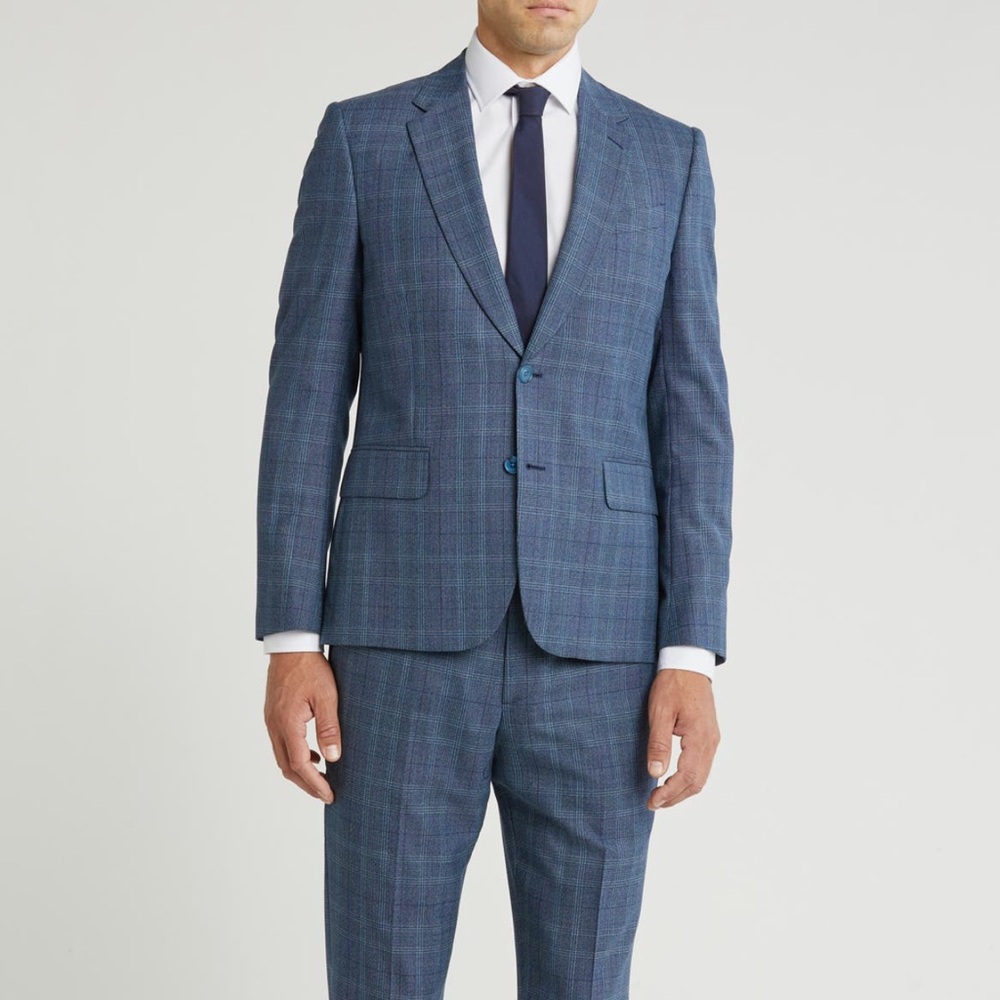 Paul Smith London Blue Plaid tailored fit 2 button Suit